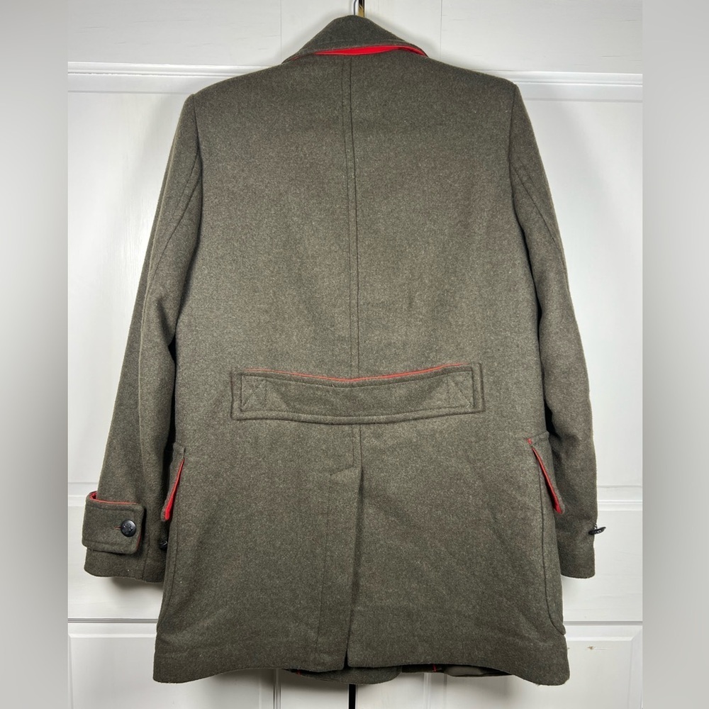 Zara Olive Green/Red Wool Blend Coat Excellent Condition XS - Picture 5 of 9